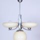 Art Deco Chandelier in Chrome-Plated Steel and Opal Glass, Czech, 1920s