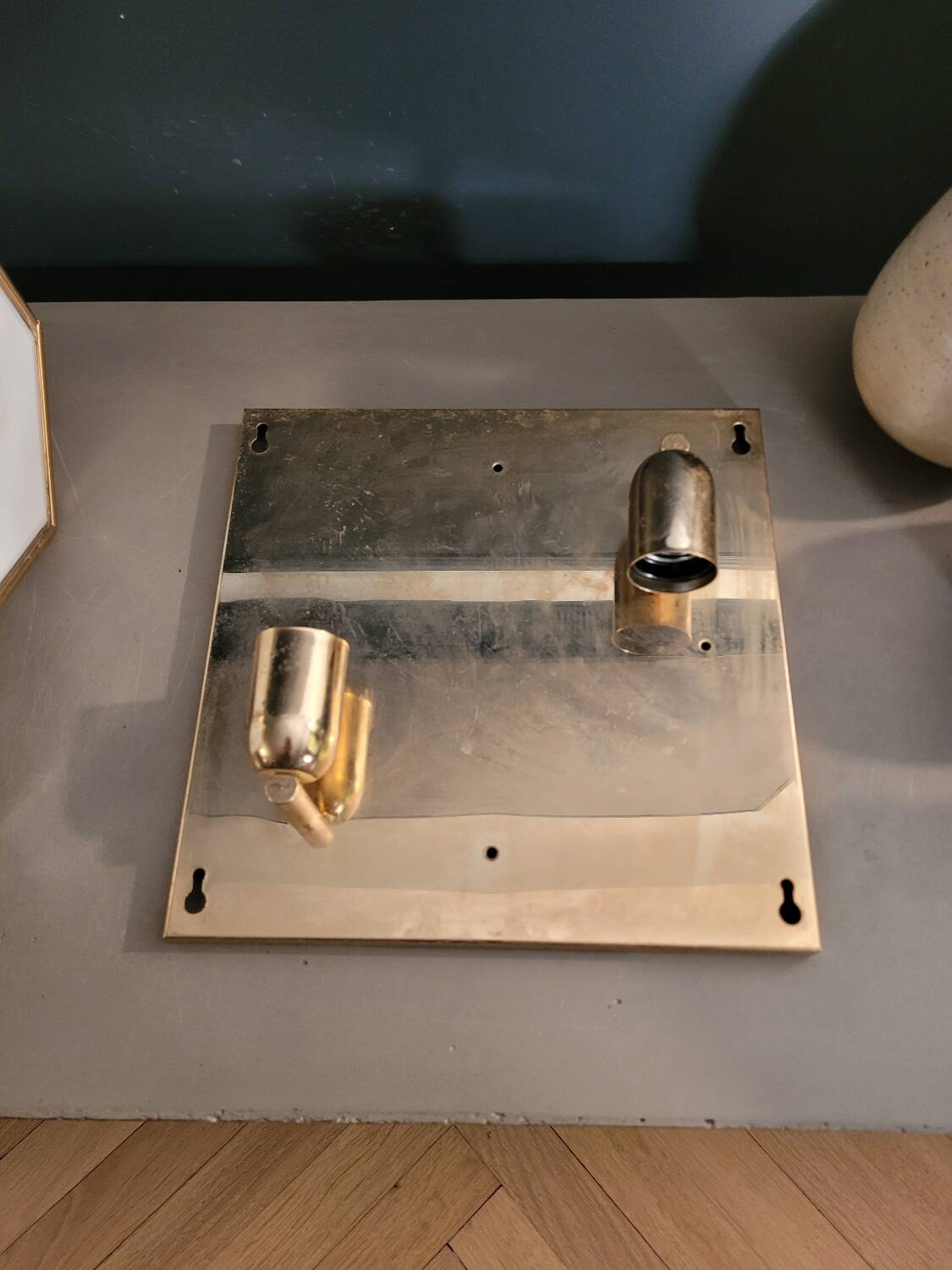 Italian ceiling light in glass and 24-carat gold plating.