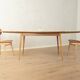 Classic extendable dining table from the 1950s, solid ash wood, new cream white Resopal top