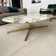Michel Kin coffee table, Arflex edition, 1960, white marble and brass.