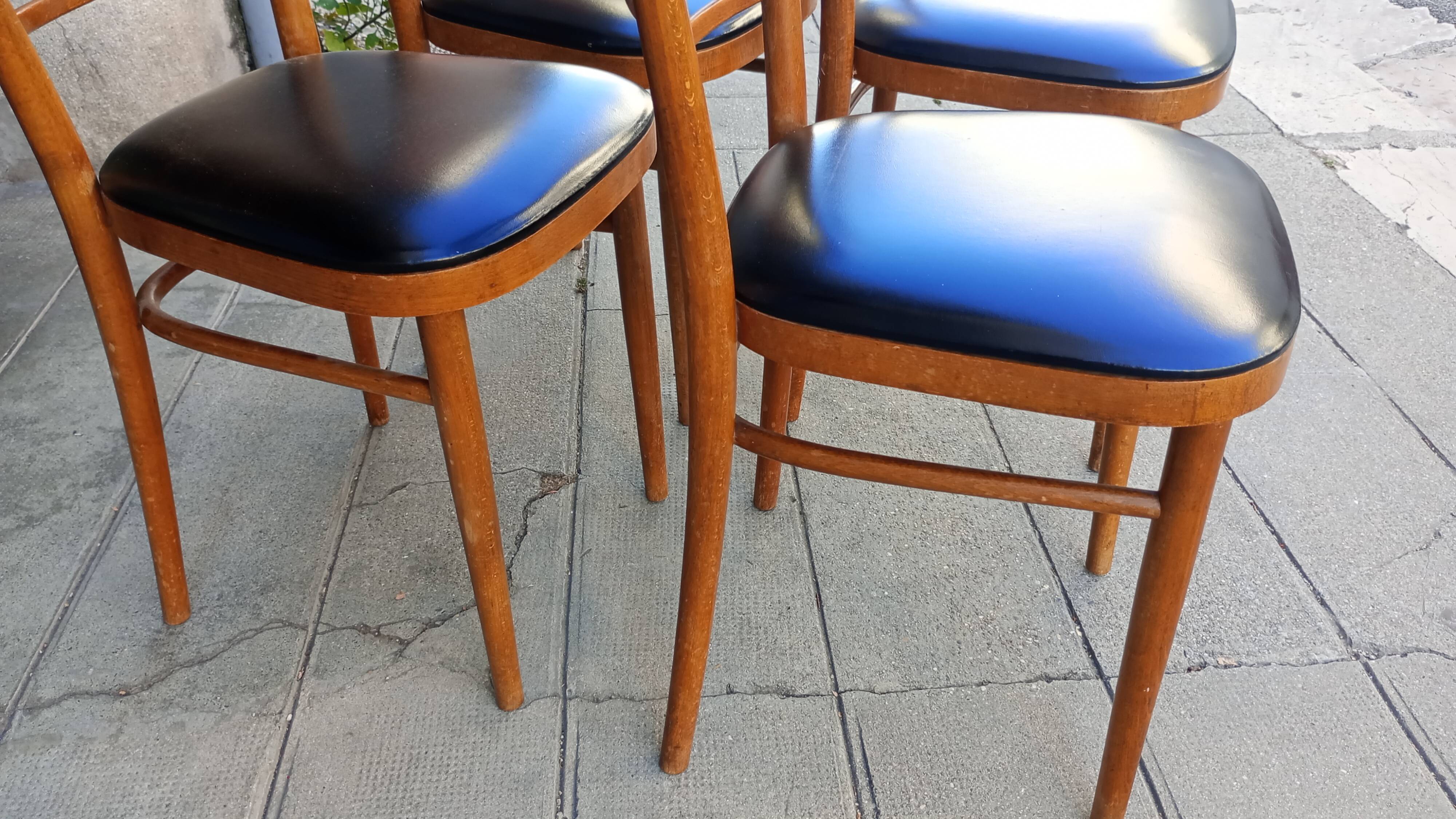 Lot of four antique chairs. Bistro. 1960.