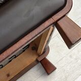 1970s, Scandinavian 3-seater sofa, furniture leather, teak wood legs.