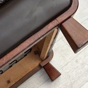 1970s, Scandinavian 3-seater sofa, furniture leather, teak wood legs.
