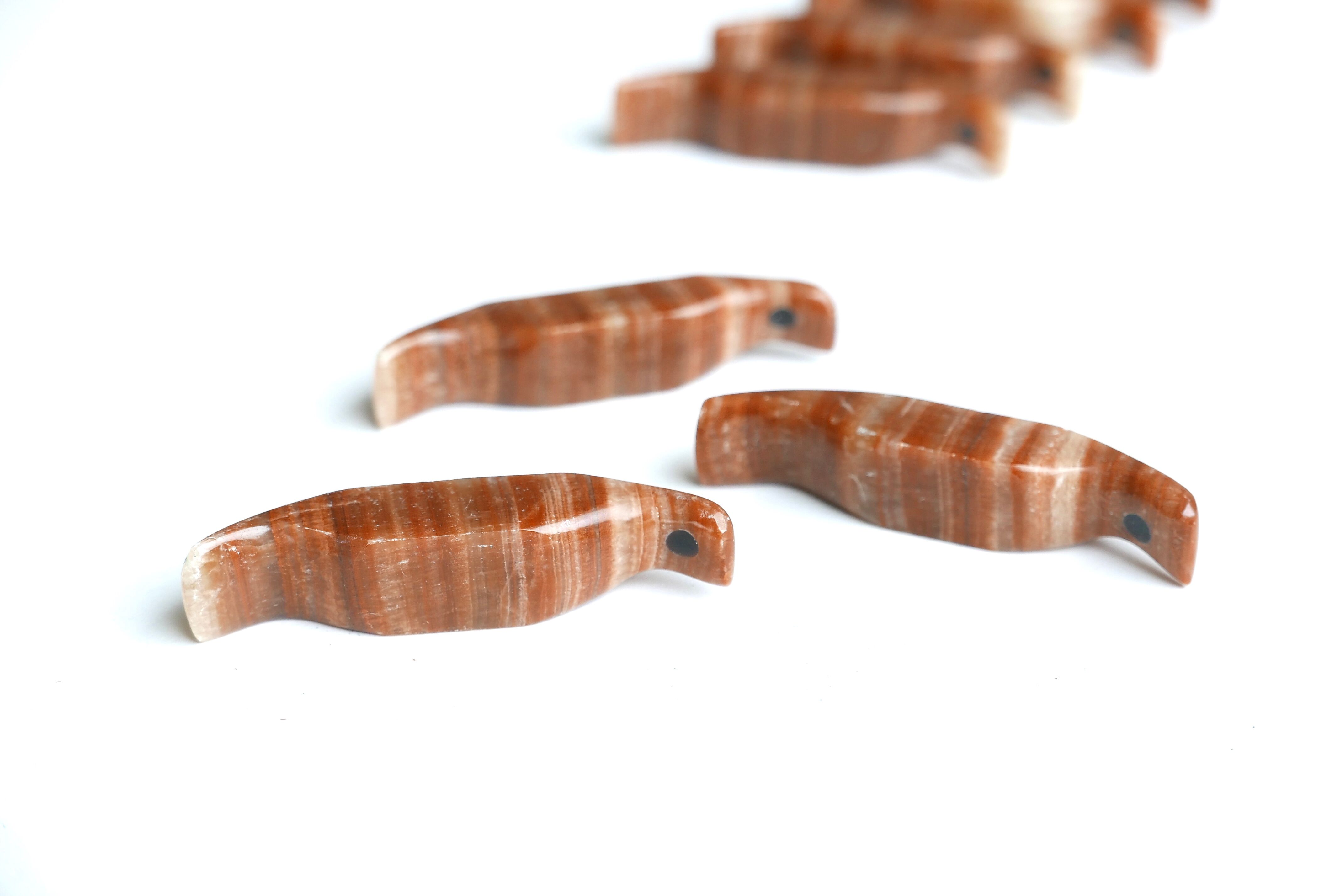 Set of 10 door knives "birds" in albatre, 60s