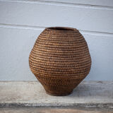 Old basket, straw and brabble, woven basket, interior decoration