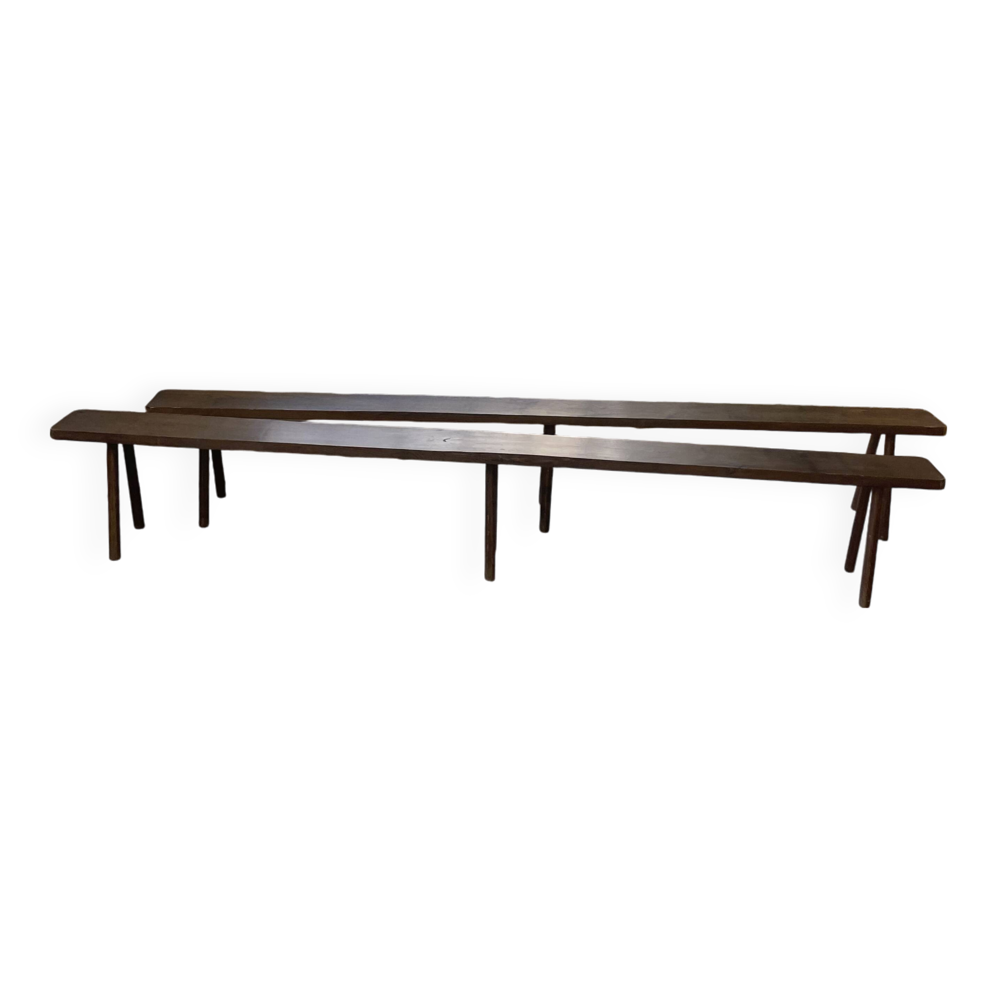 Pair of 3m solid oak farmhouse benches