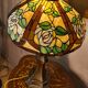 Large brass lamp, 1970, 6kg, restored electrical wiring, 67x47cm stained glass lampshade