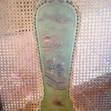 19th century Japanese rocking chair, green lacquer and canework