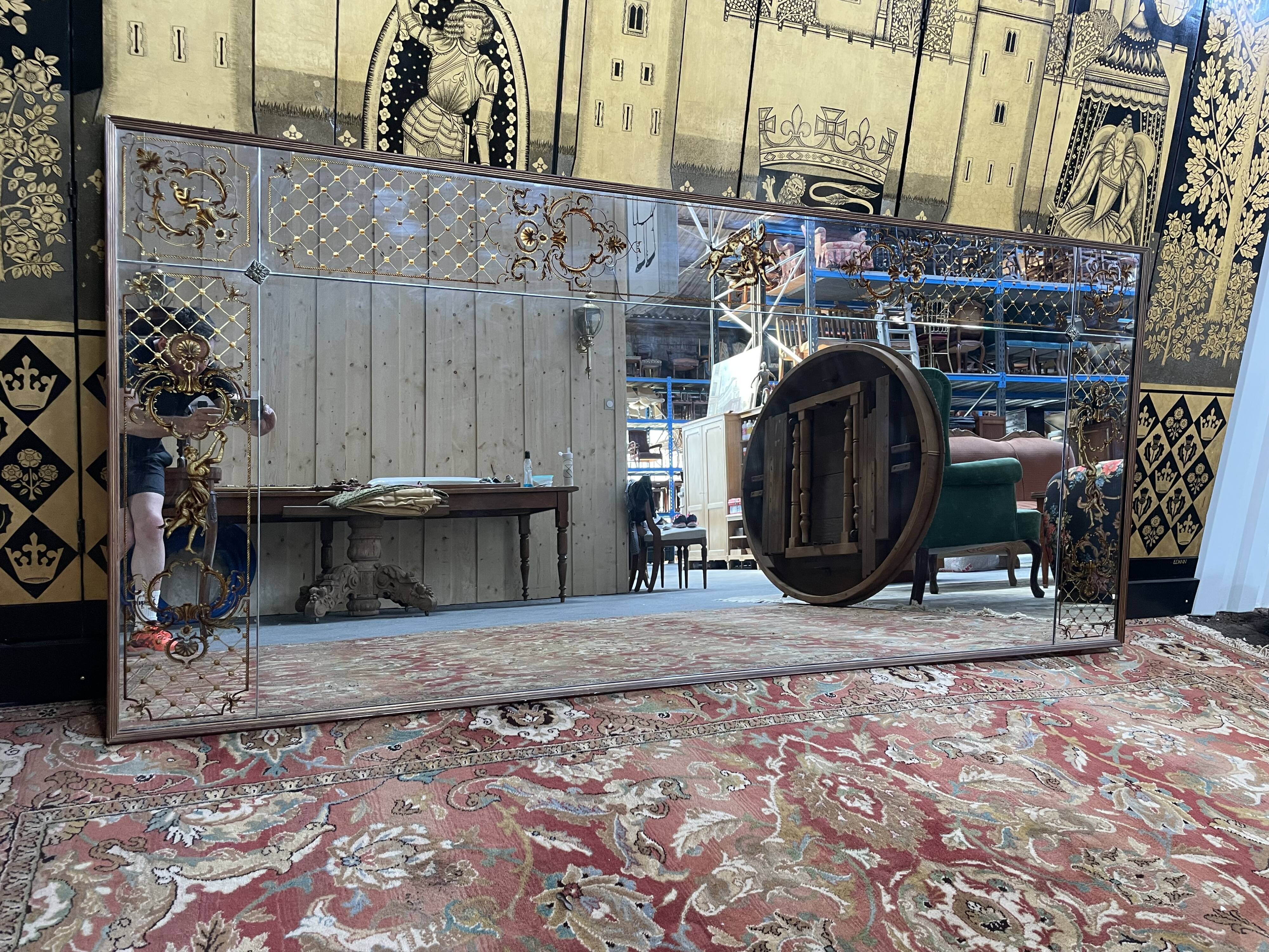 Brasserie mirror art nouveau style eglomised glass