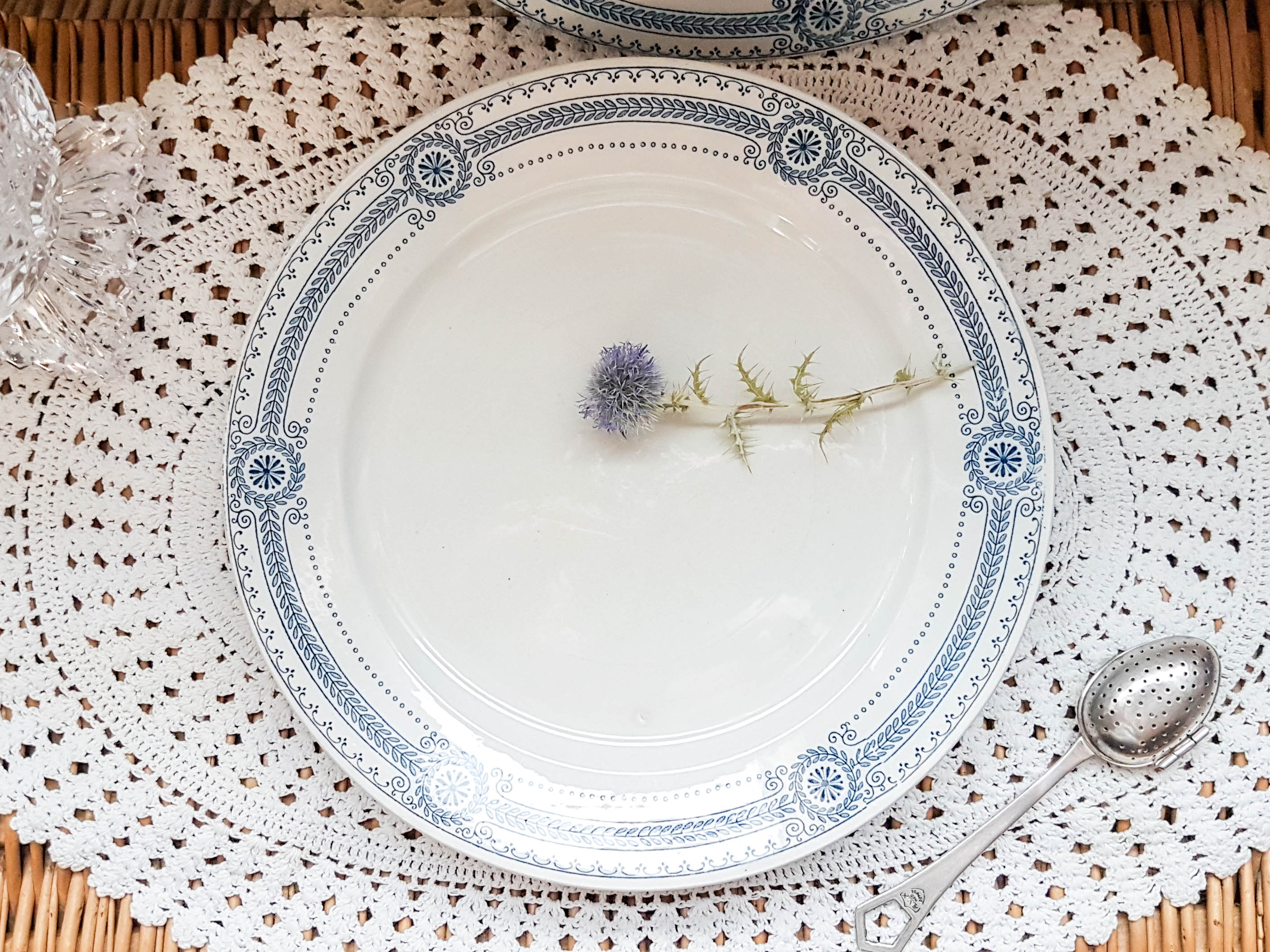 Lot of 4 blue plates "carina" U&C Sarreguemines Terre de Fer