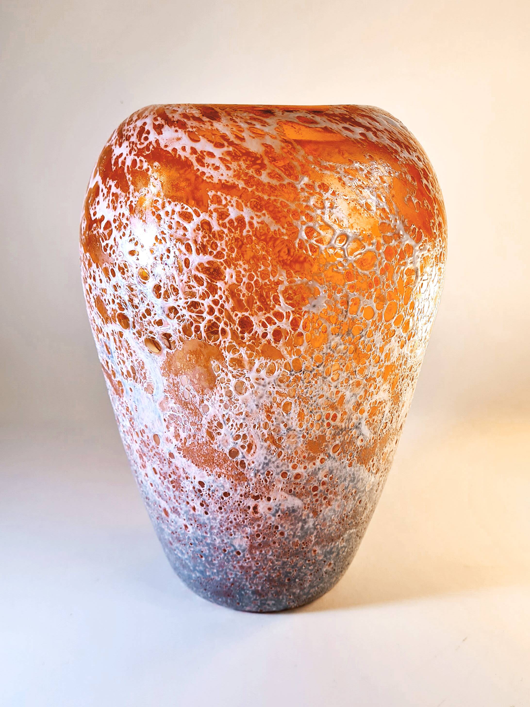 Blown glass vase – sea foam effect
