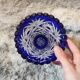 Bohemian vase in cut blue crystal