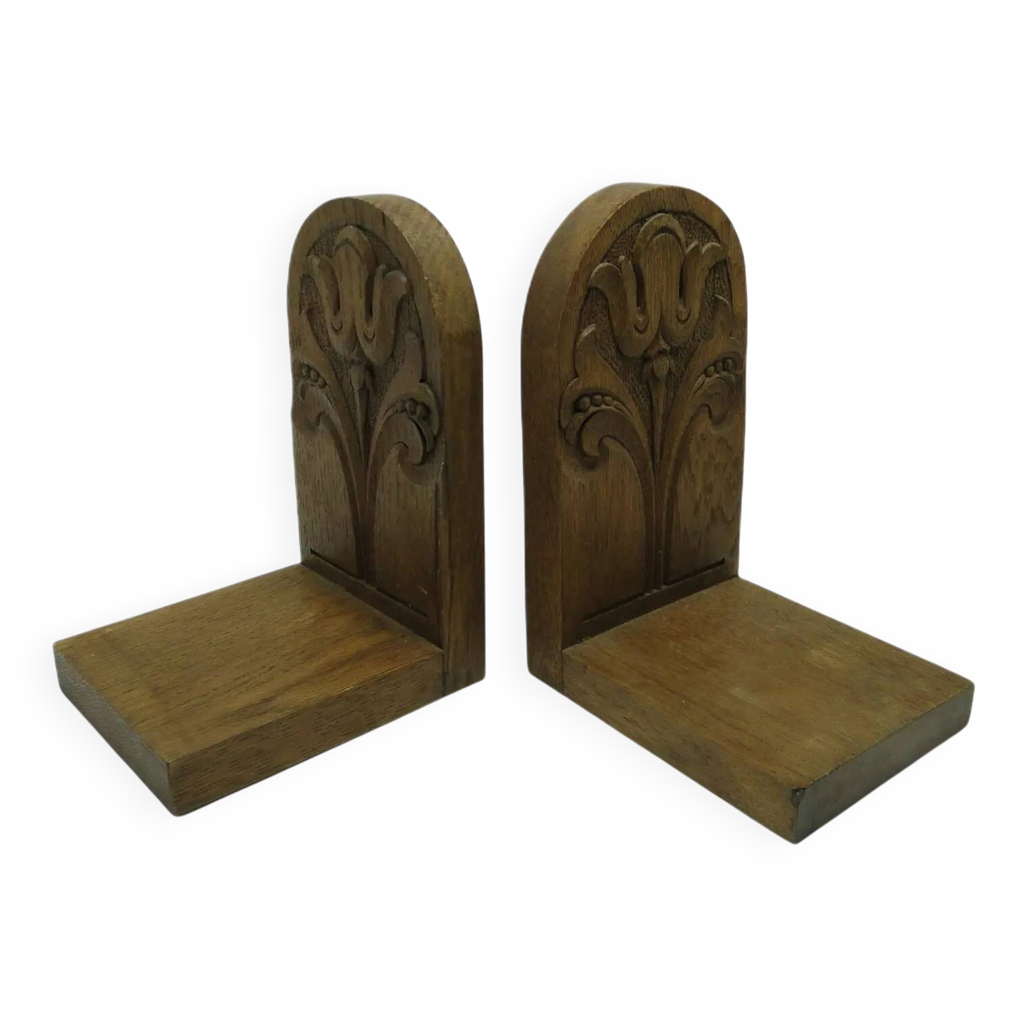 Pair of bookends, Art Nouveau, walnut, Austria, early 20th century