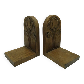 Pair of bookends, Art Nouveau, walnut, Austria, early 20th century