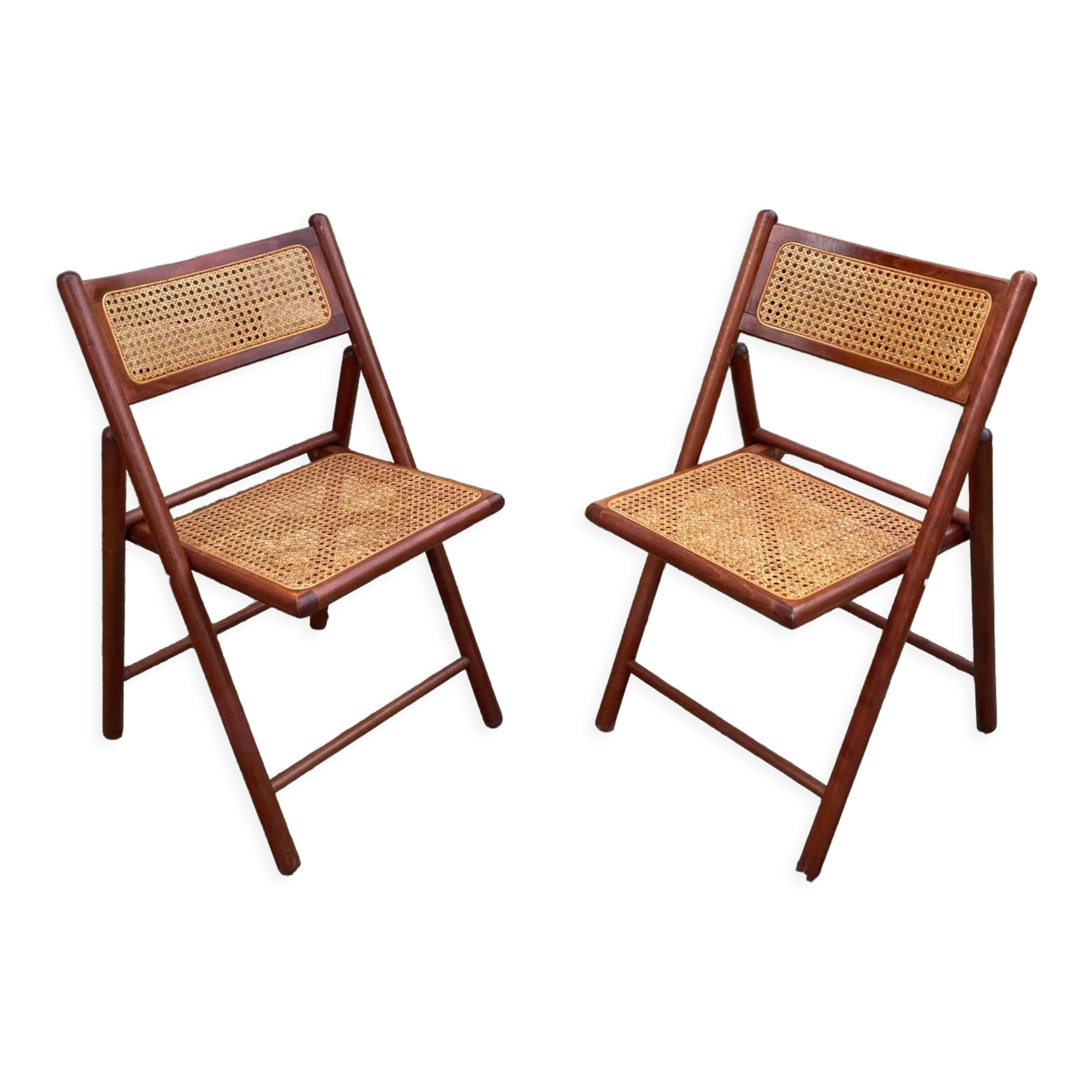 Pair of Italian folding chairs in vintage canning