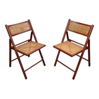 Pair of Italian folding chairs in vintage canning