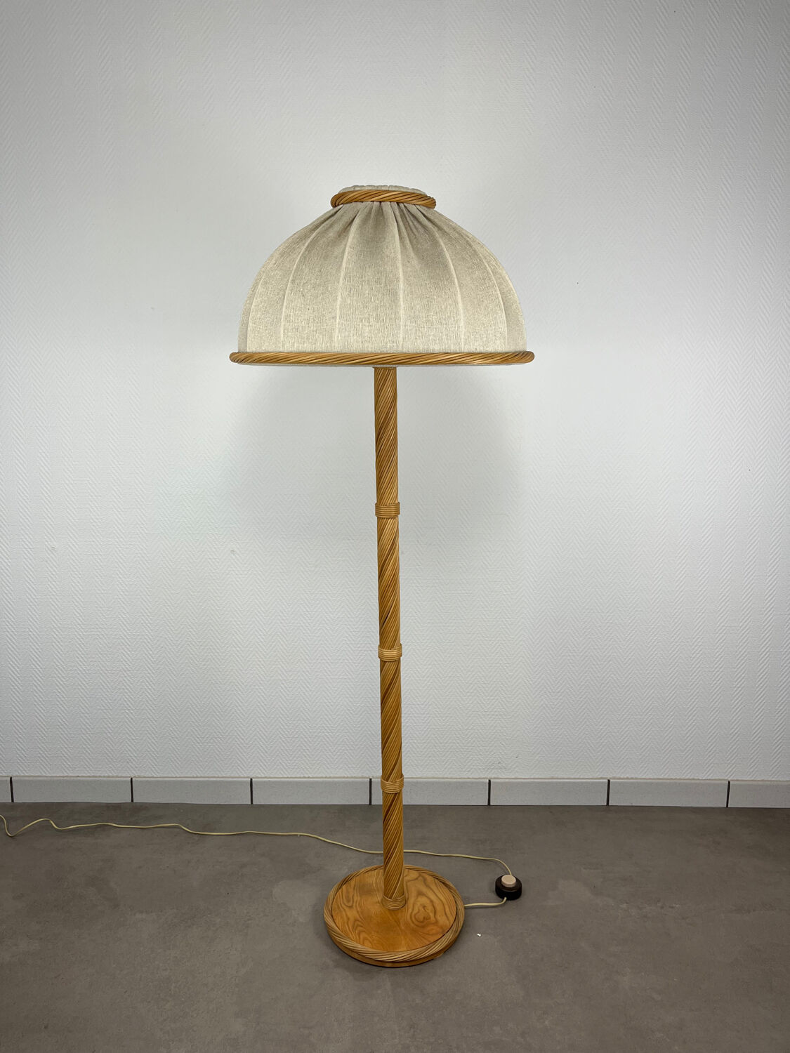 1970s rattan floor lamp