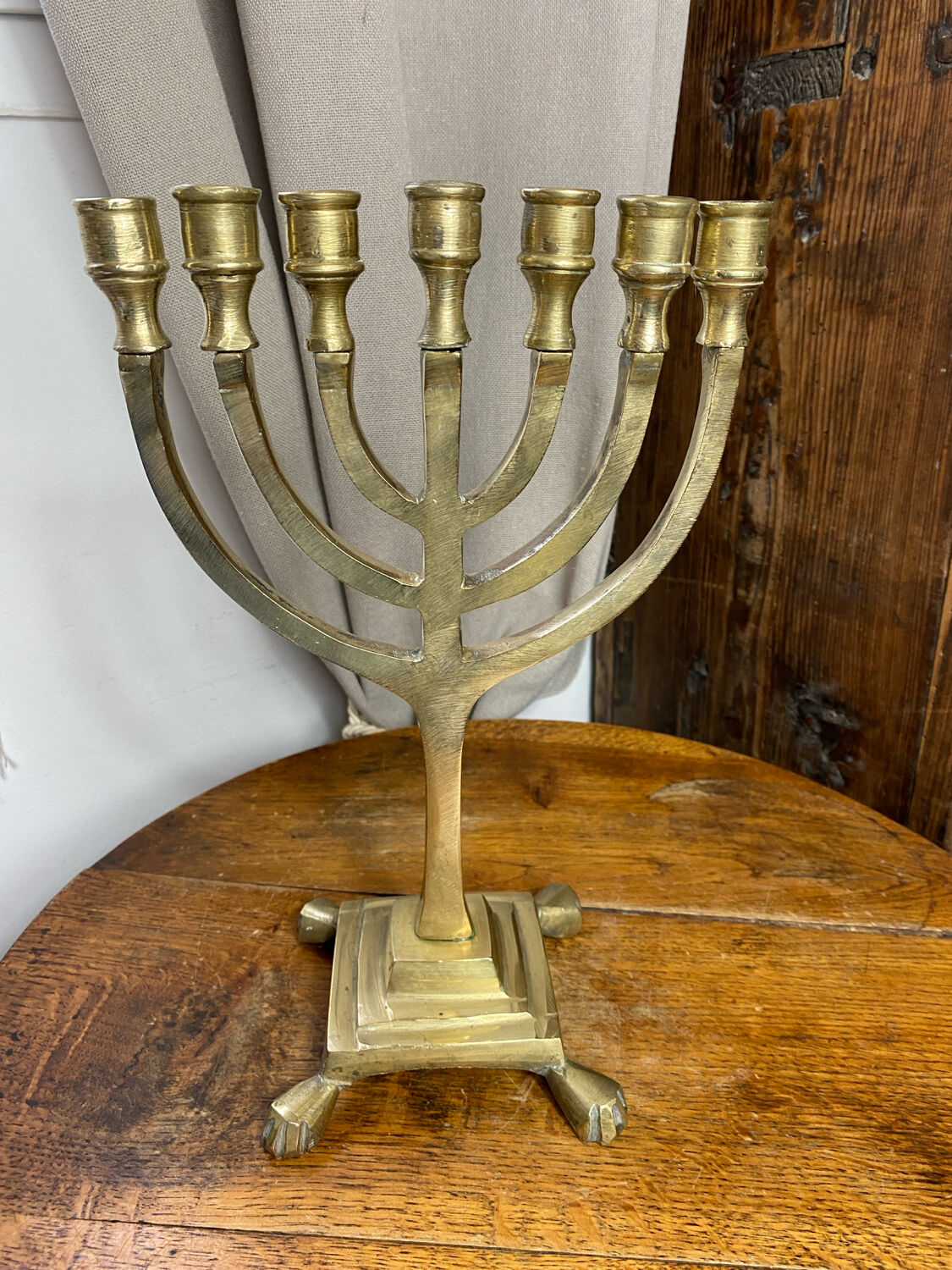 Seven-branched menorah in bronze