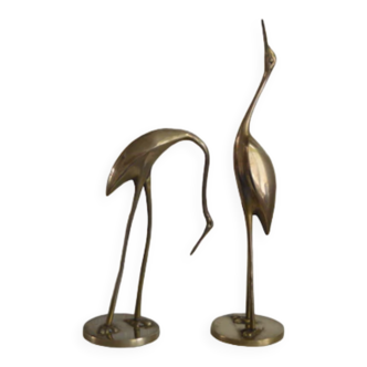 Pair of brass herons