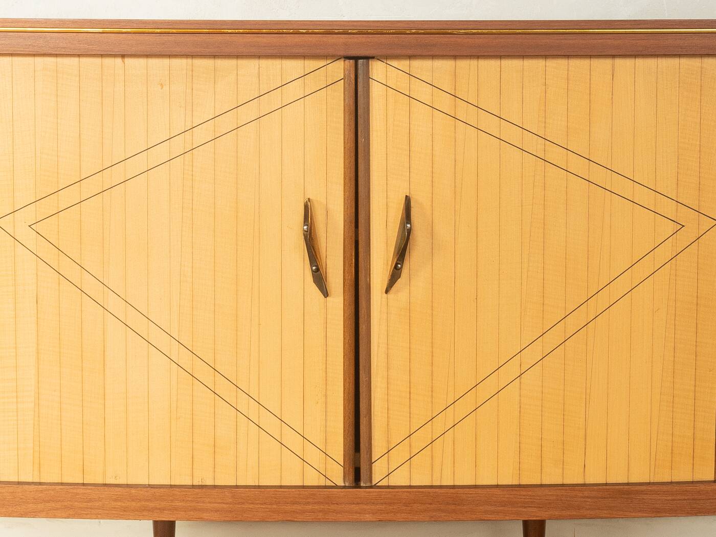 Elegant bar cabinet from the 1950s with rotating compartment and mirrored back