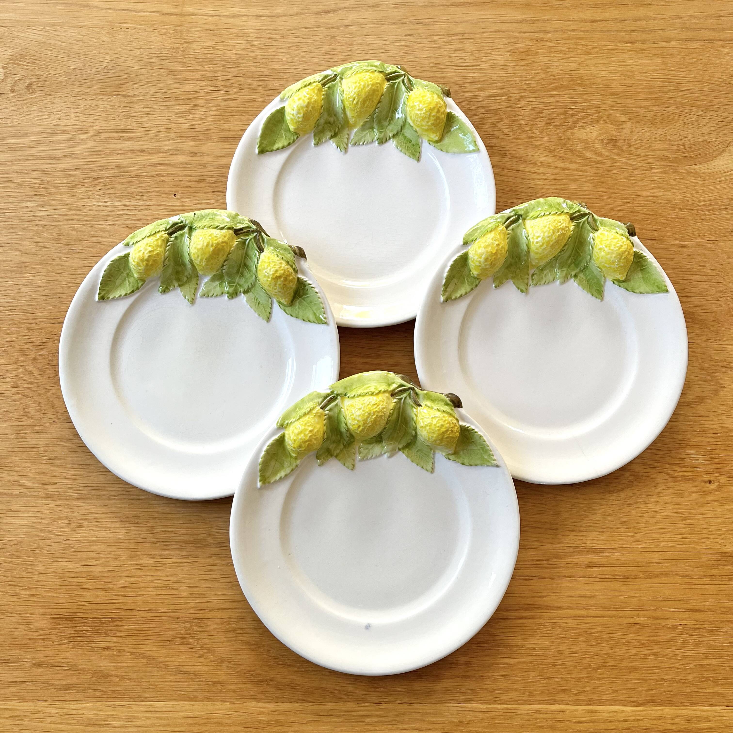 Assiettes à dessert barbotine citrons