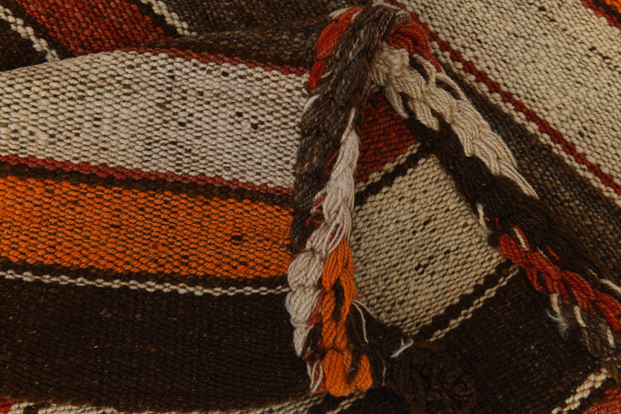 6x8 Brown Red Striped Vintage Kilim Rug, 195x259Cm