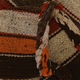 6x8 Brown Red Striped Vintage Kilim Rug, 195x259Cm