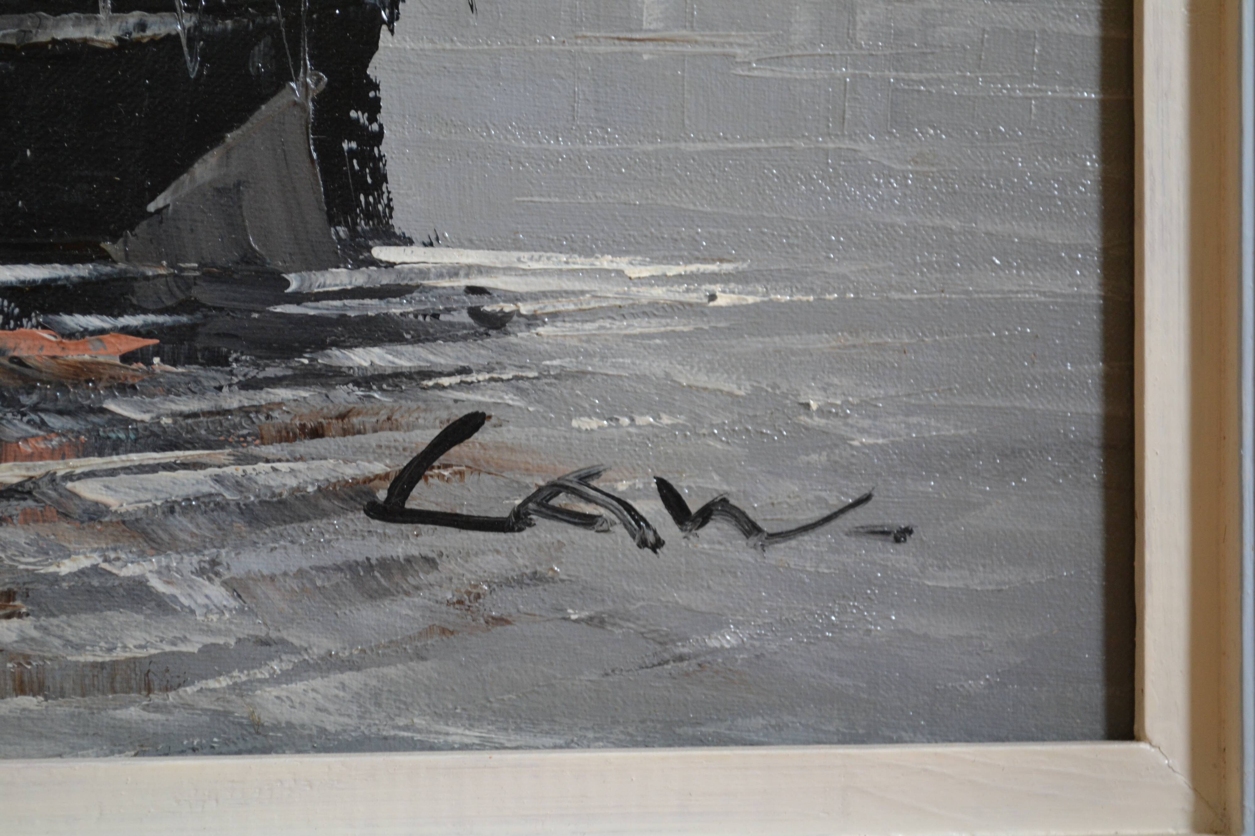 marine painting sailboats seaside in Asia HSP signed