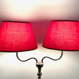 Stainless steel desk lamp with red shades
