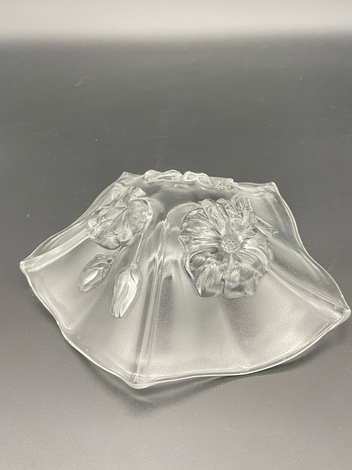 Small vintage glass bowl with flowers Walther Glas – Evita, Germany