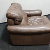 Fauteuil Rolf Benz en cuir brun vintage