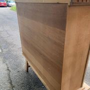 Renovated Spanish Renaissance oak buffet armoire from the 1930s.