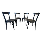 4 French chairs, Café brasserie model, curved wood from the 1970s