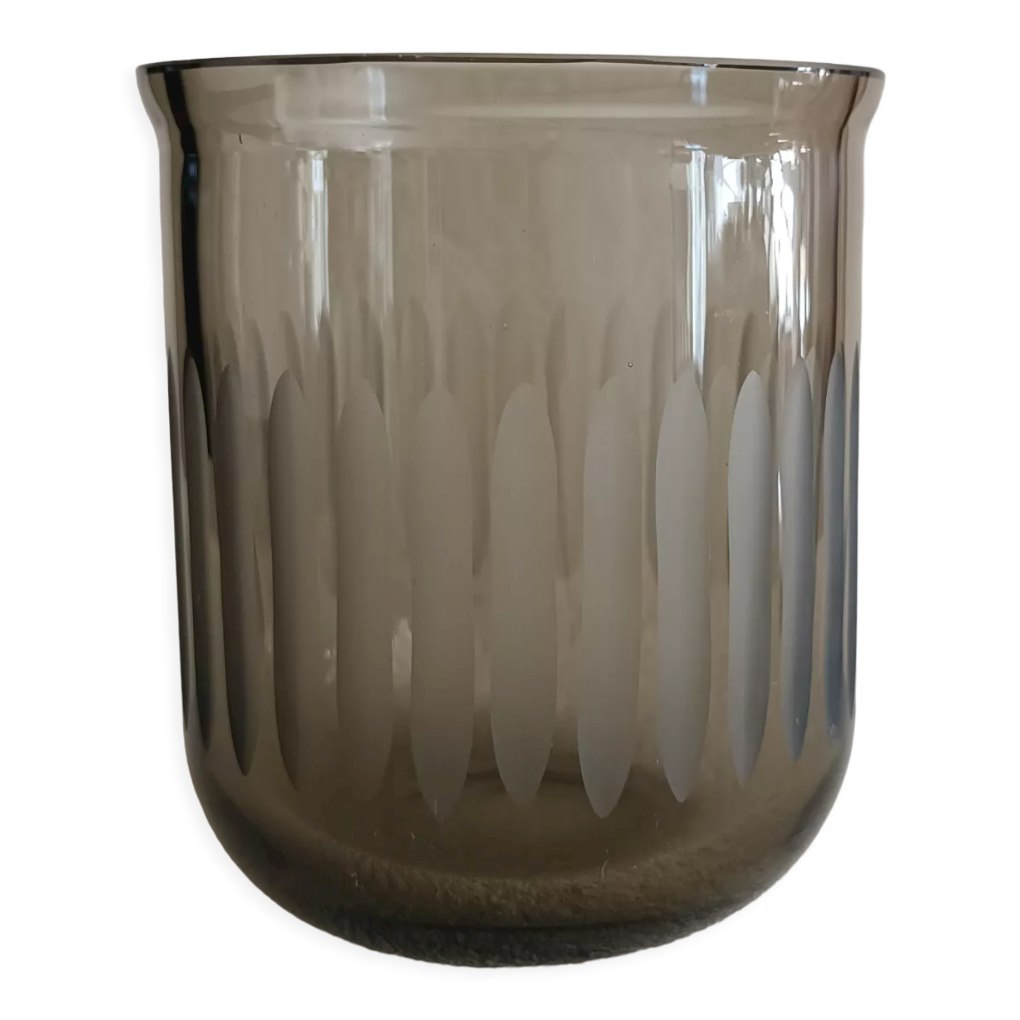 Cache-pot vintage en verre fumé
