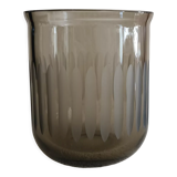 Cache-pot vintage en verre fumé