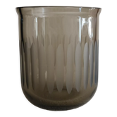Cache-pot vintage en verre fumé
