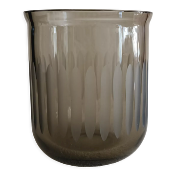Cache-pot vintage en verre fumé
