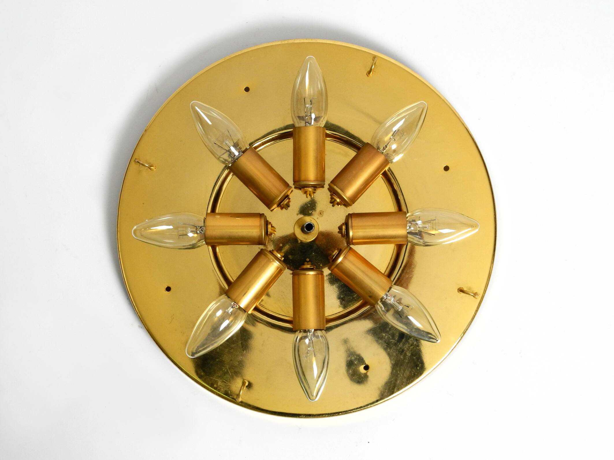 Gorgeous large 1970s Palwa brass ceiling or wall lamp with faceted crystal