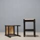 Pair of vintage wooden and rope stools, Italy, 1970s