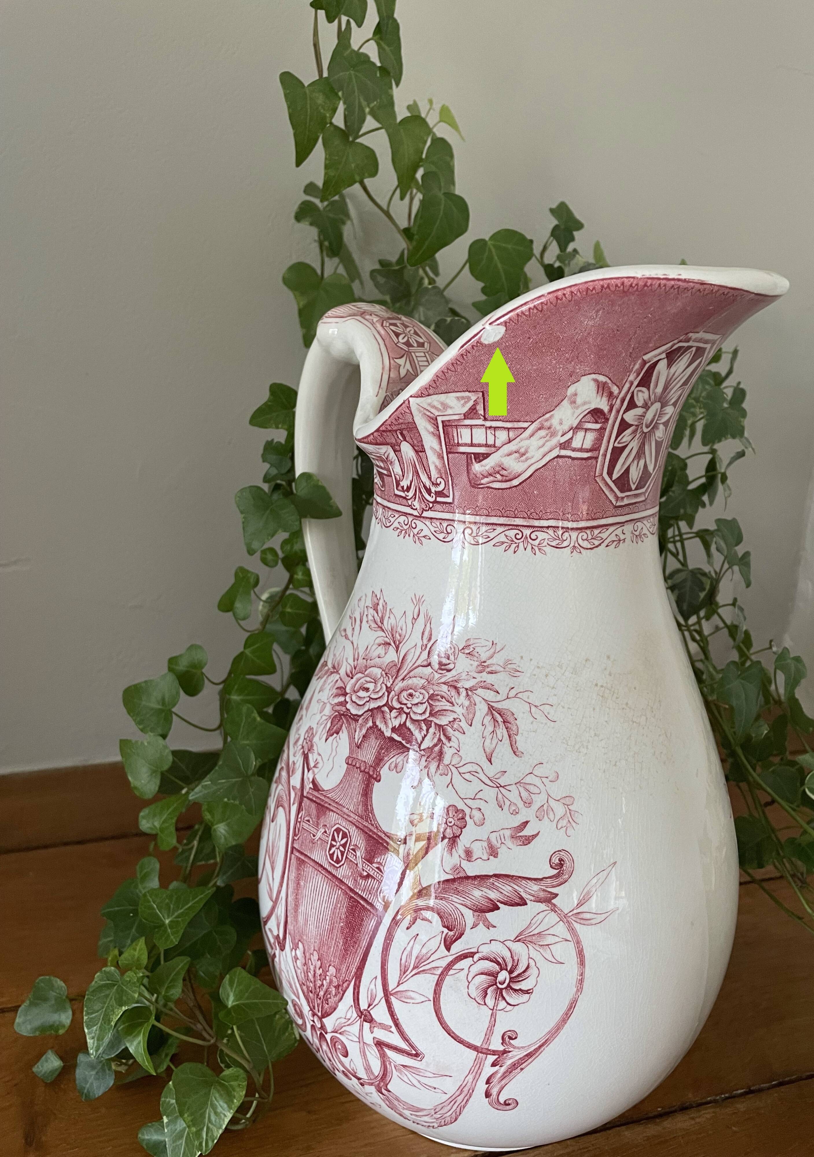 Antique earthenware pitcher from Boch Frères La Louvière