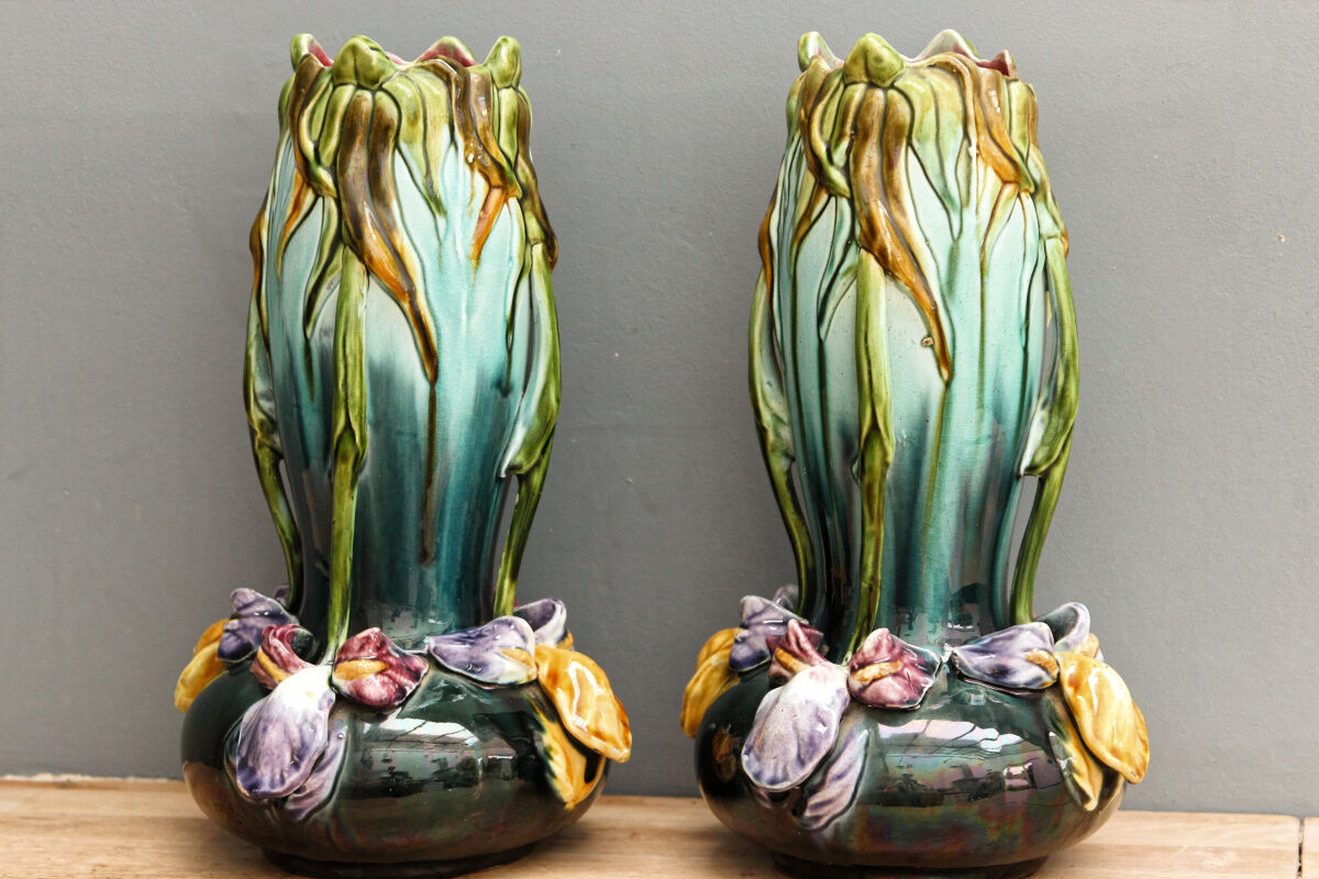 Pair of slurry vases, art nouveau