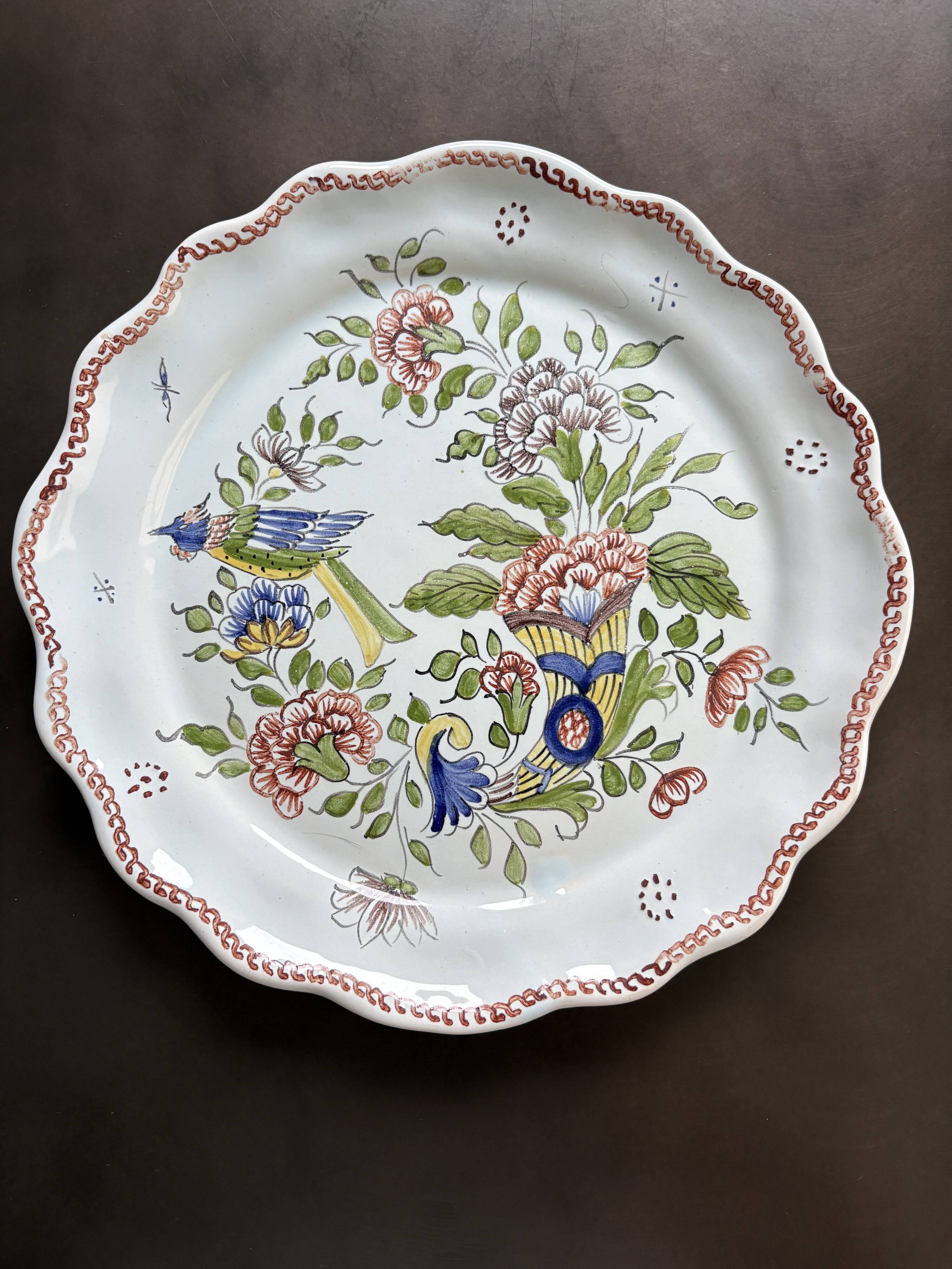 Hand-painted Rouen porcelain plate