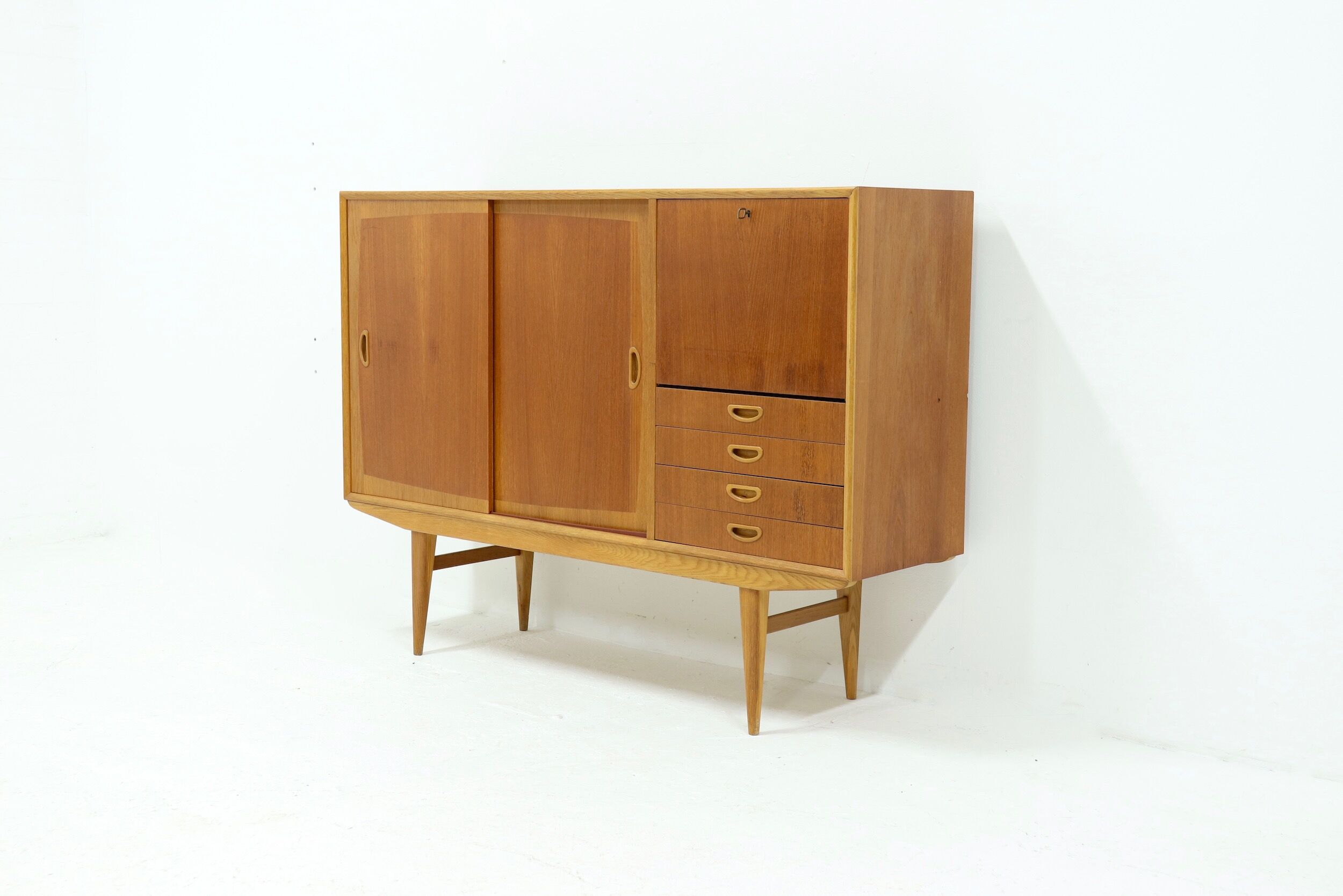 Scandinavian Two Tone Teak Highboard 1960s