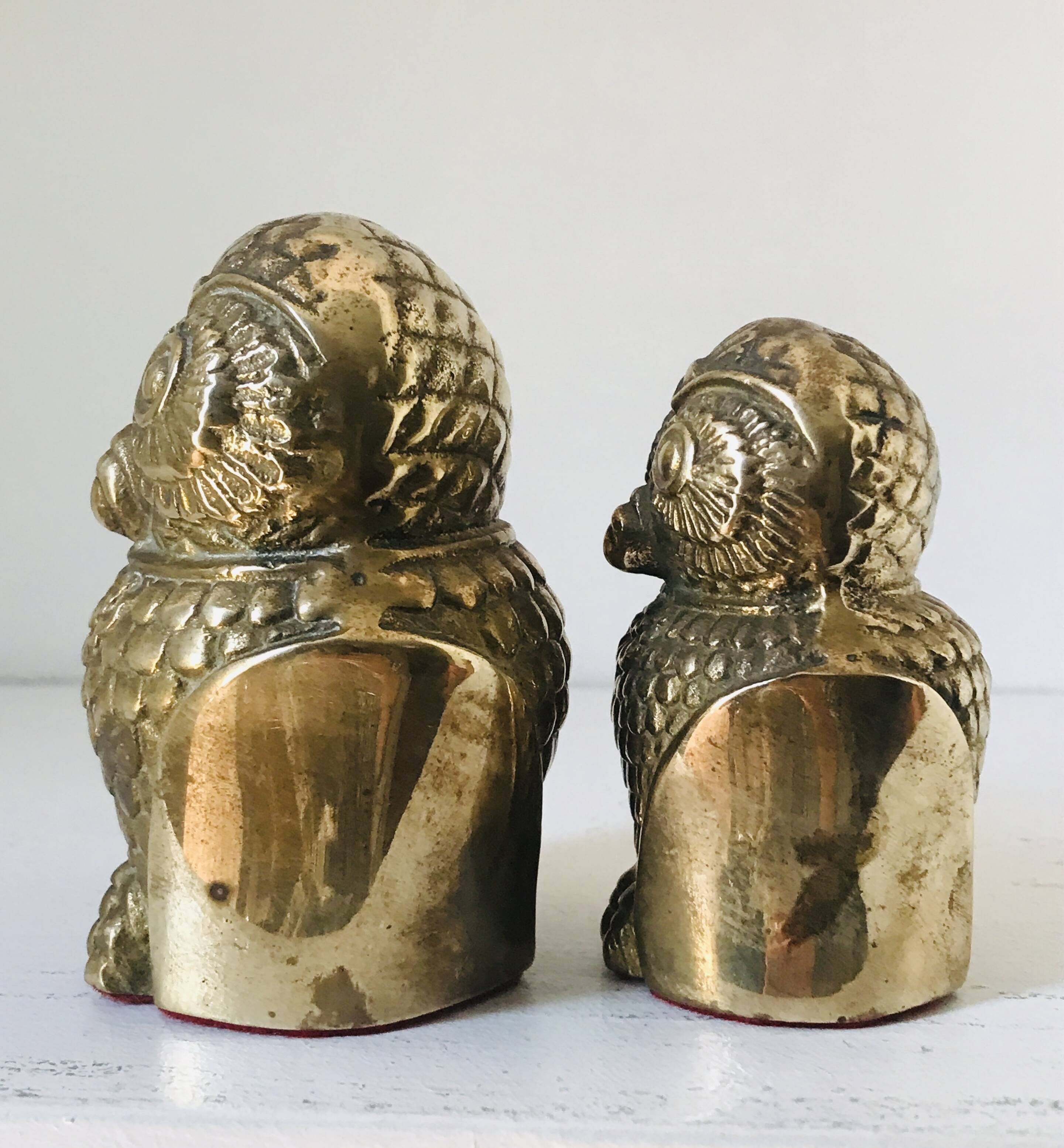 Couple de chouettes vintage en laiton