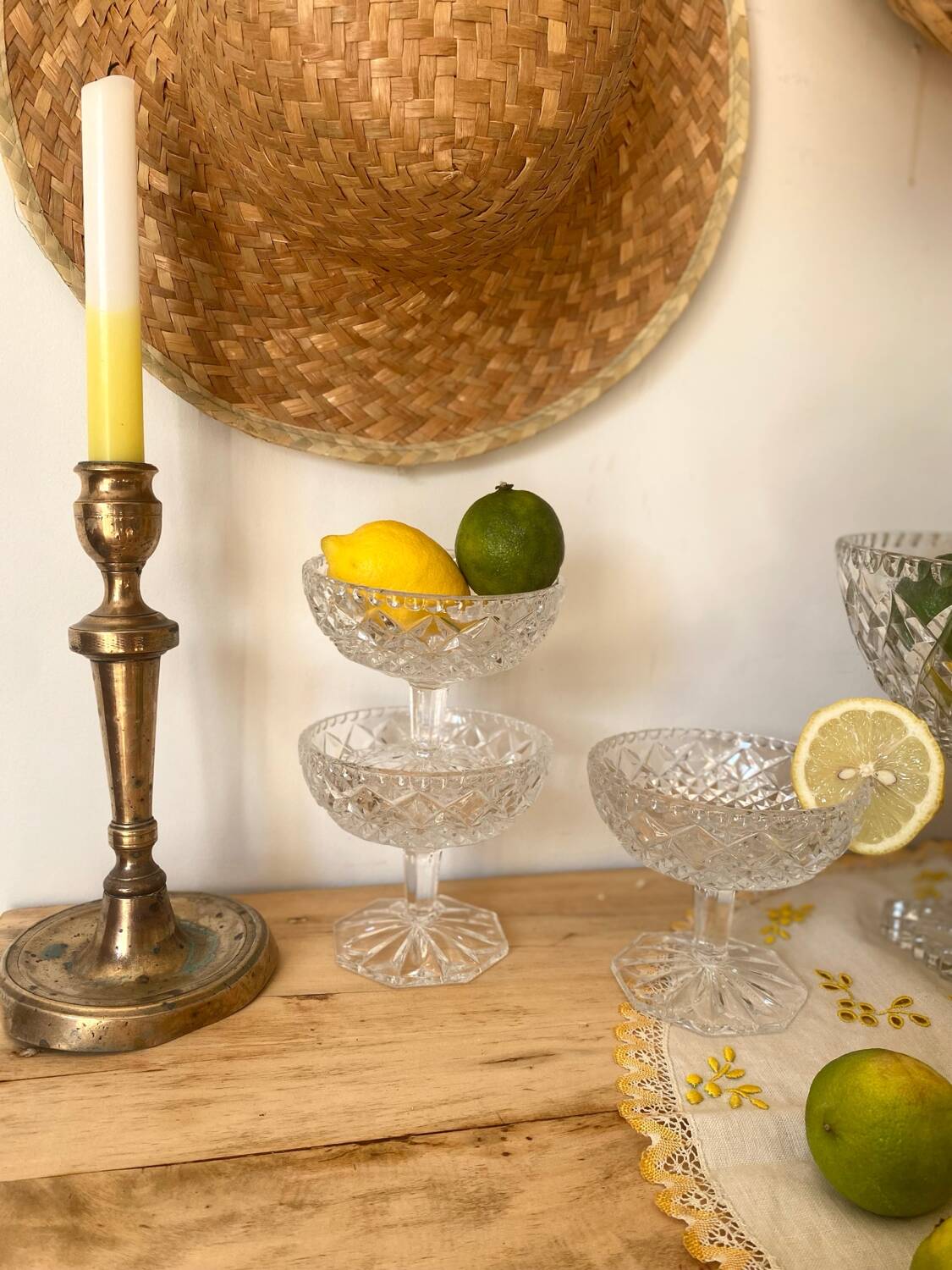 Antique chiseled crystal cups