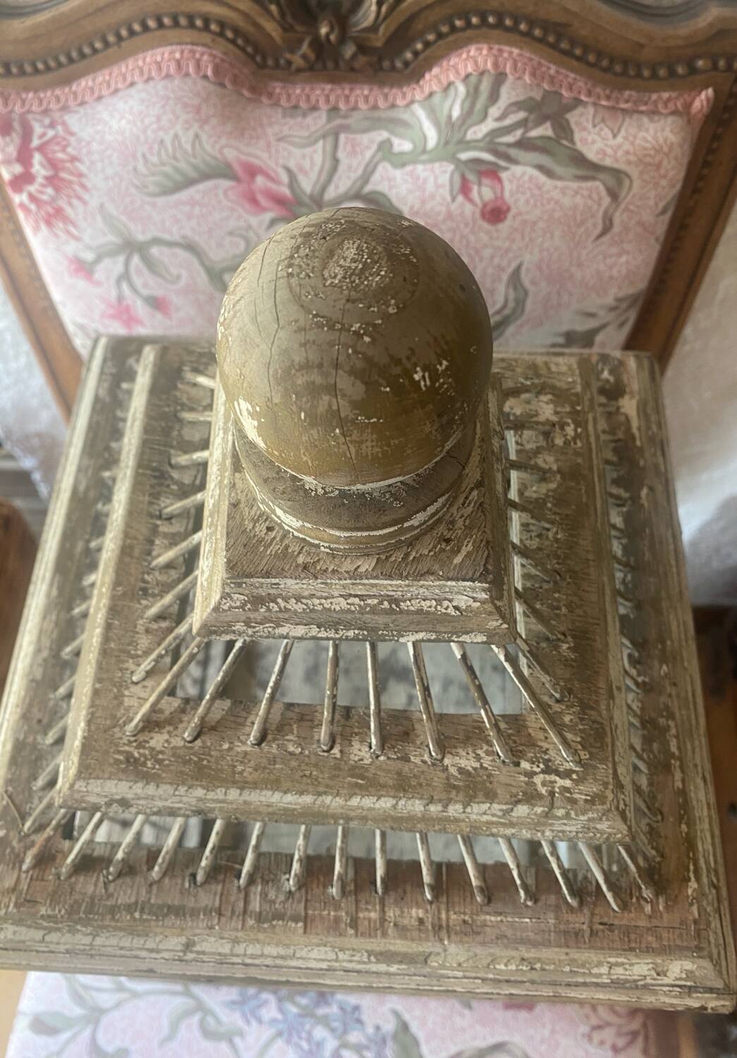 Large antique wooden birdcage