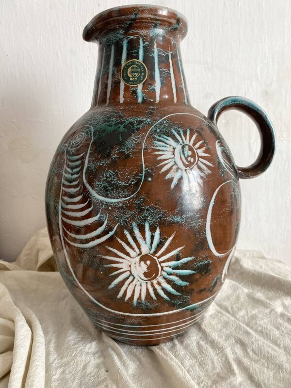 Vase en céramique fait main Mongolfier, signé Yvon Roy 1960
