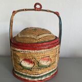 Straw basket, painted decoration, Indonesia