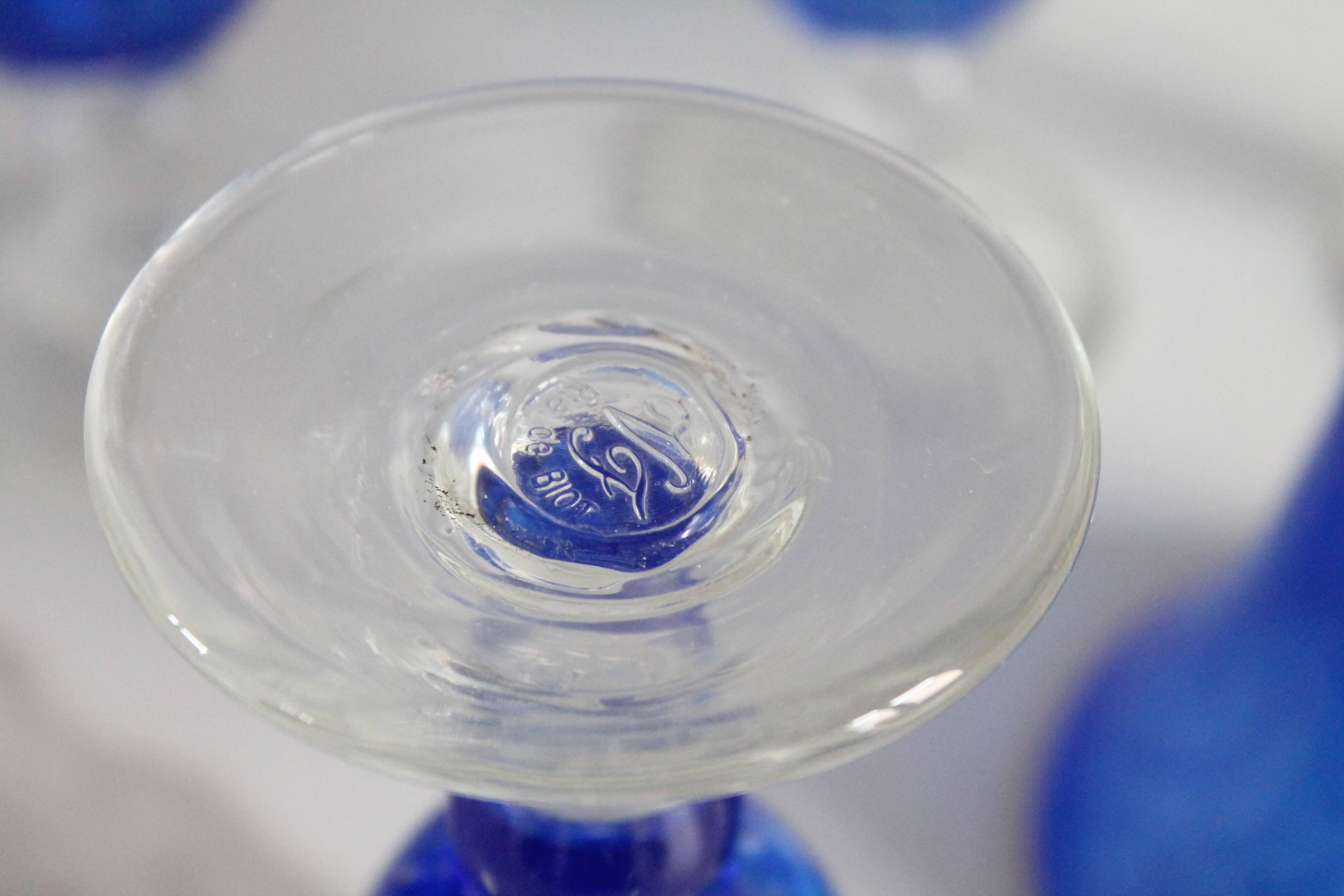 Blue glass from the Biot glassworks Traditional line
