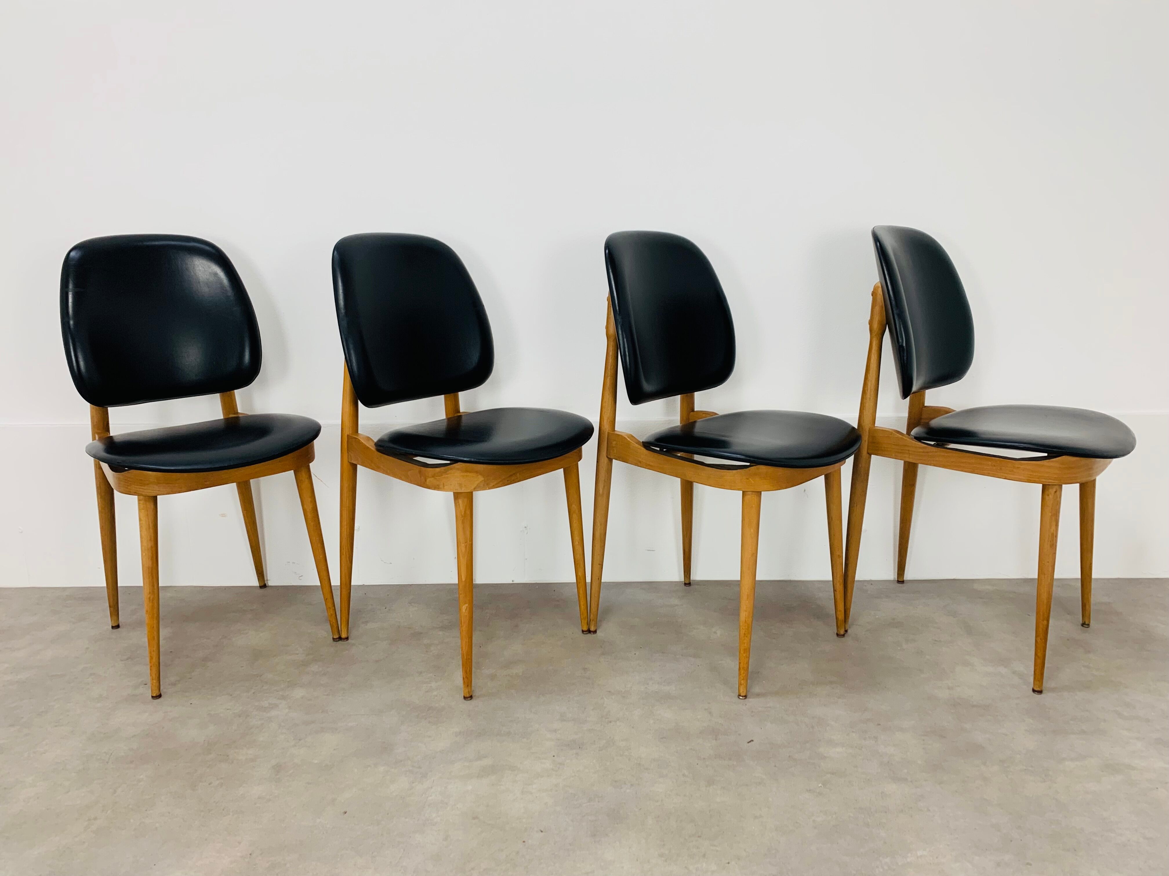 4 Baumann Pegasus chairs, black, 60s